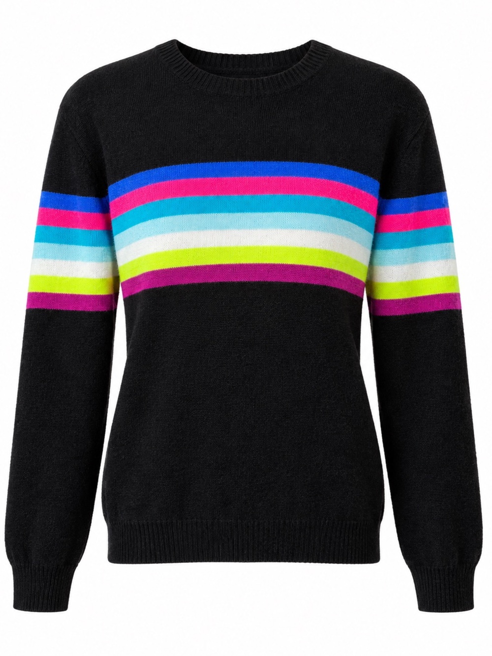 BRODIE 100% cashmere Sweater with Bright Multi-Color Stripes
